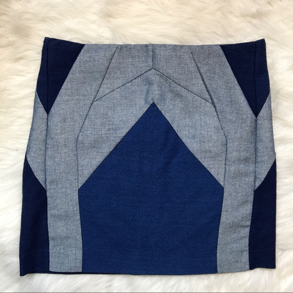 NWT Maje Patchwork Denim Mini Skirt